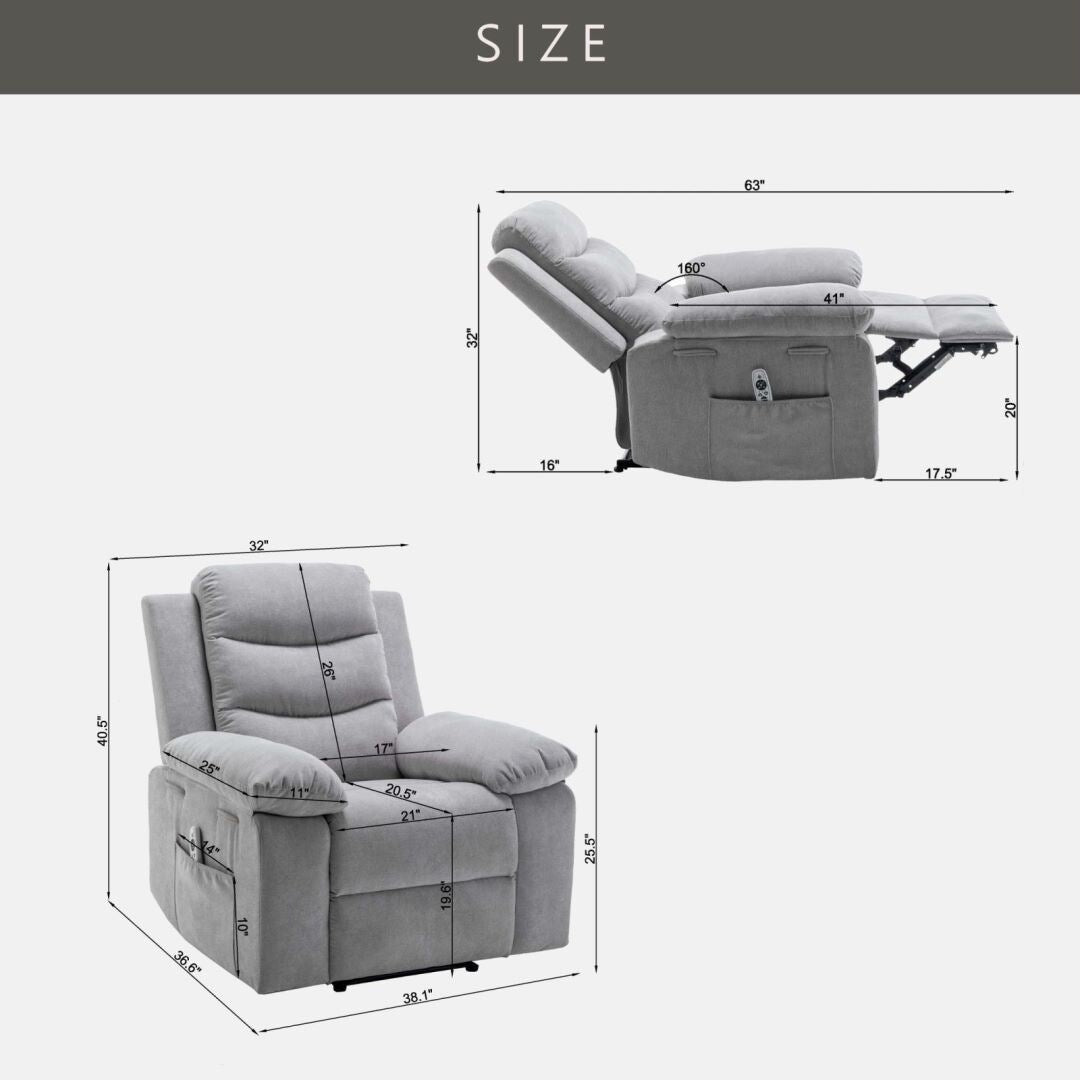 Fauteuil inclinable électrique avec fonction de massage réglable pour le salon