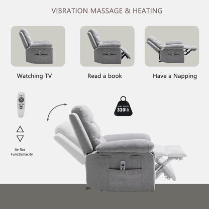 Fauteuil inclinable électrique avec fonction de massage réglable - 36,63 x 38,13 x 40,50