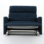 Fauteuil inclinable électrique, assise large et surdimensionnée, tissu bleu marine capitonné