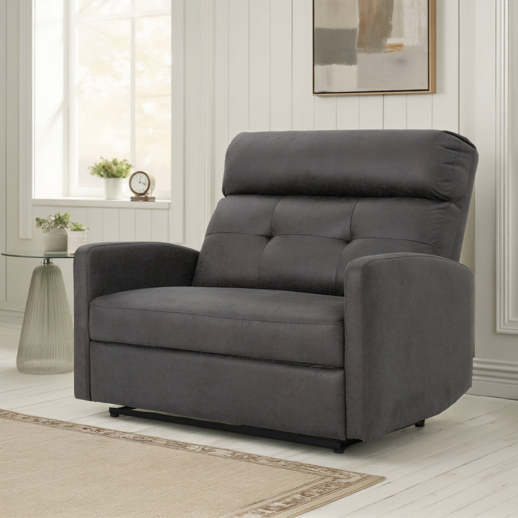 Fauteuil inclinable électrique, siège large et surdimensionné, capitonné en microfibre gris ardoise