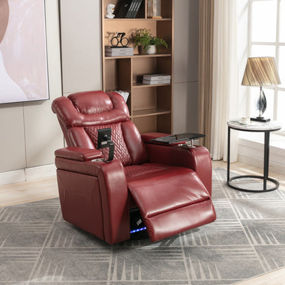 Fauteuil inclinable électrique individuel, fauteuil inclinable home cinéma avec tablette, support pour téléphone, porte-gobelet, port USB, rangement dissimulé pour les accoudoirs