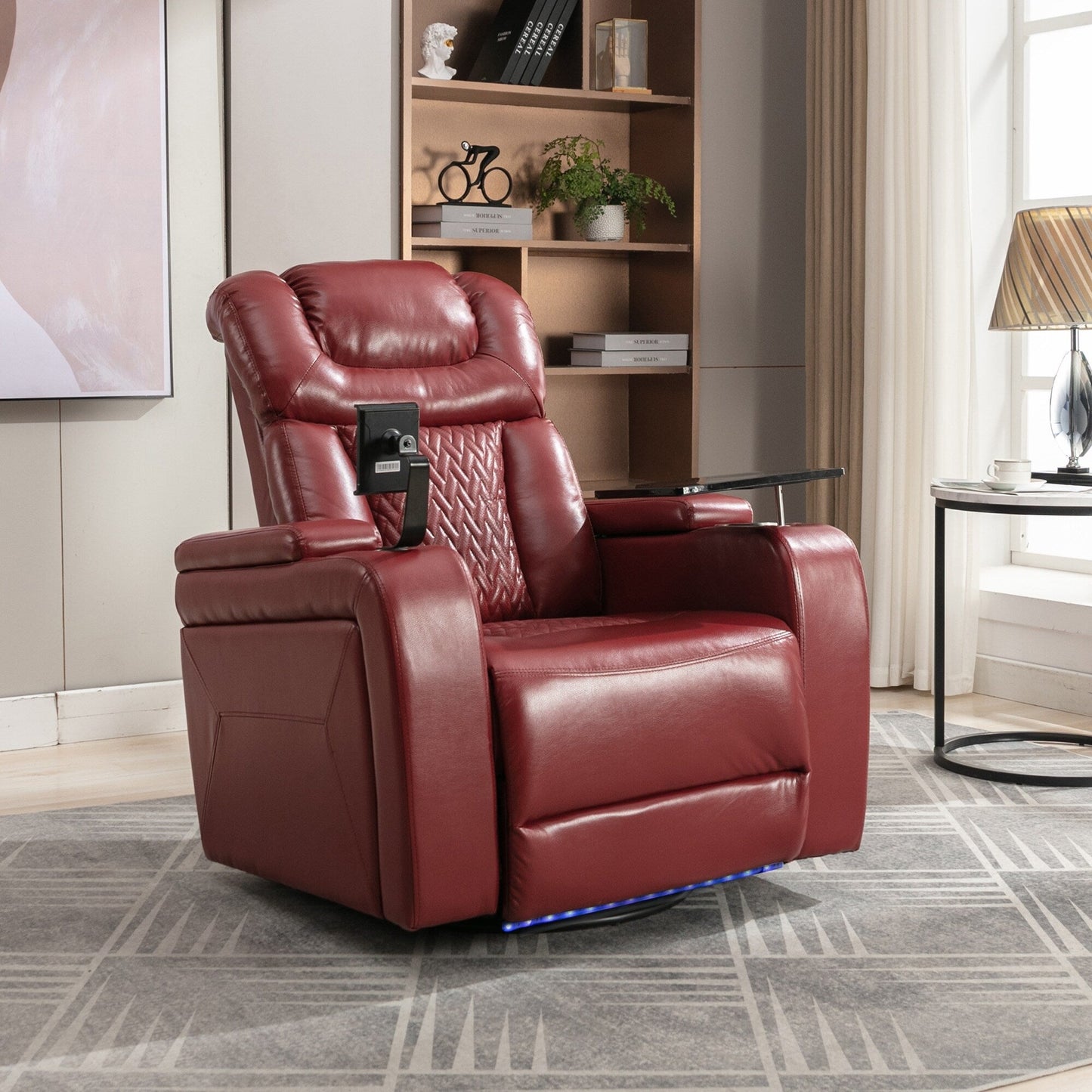 Fauteuil inclinable électrique individuel, fauteuil inclinable home cinéma avec tablette, support pour téléphone, porte-gobelet, port USB, rangement dissimulé pour les accoudoirs