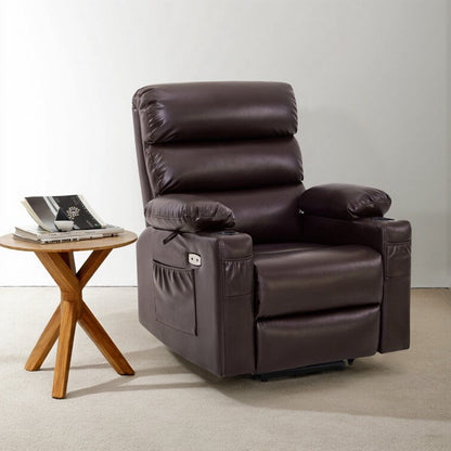 Fauteuil inclinable électrique avec massage par vibration et chaleur, similicuir, 158 kg