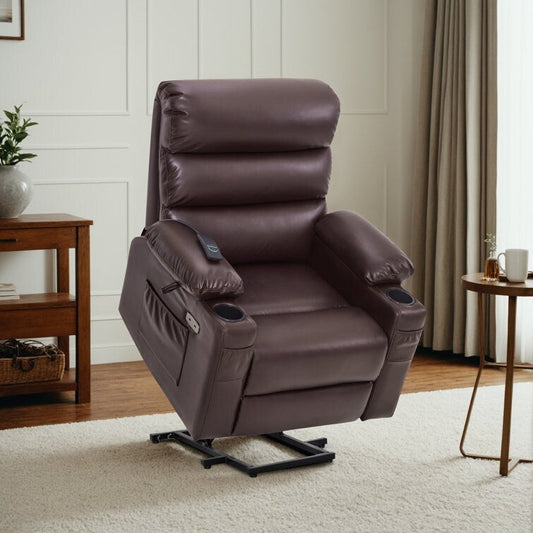 Fauteuil inclinable électrique avec massage par vibration et chaleur, similicuir, 158 kg