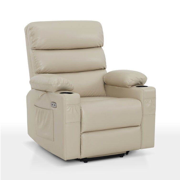 Fauteuil inclinable électrique avec massage par vibration et chaleur, similicuir, 158 kg