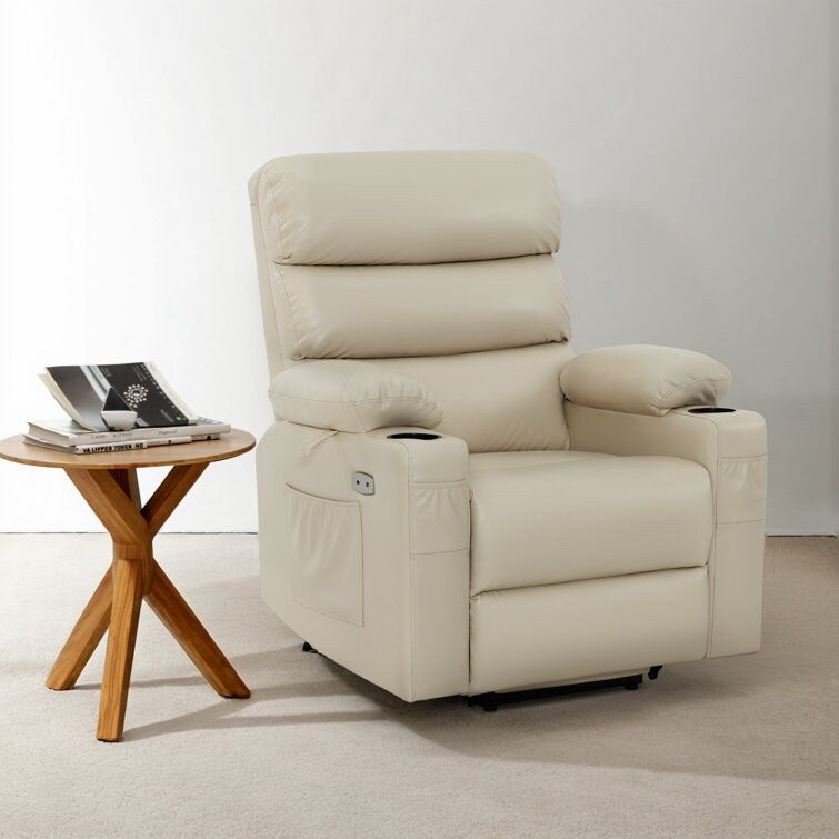 Fauteuil inclinable électrique avec massage par vibration et chaleur, similicuir, 158 kg