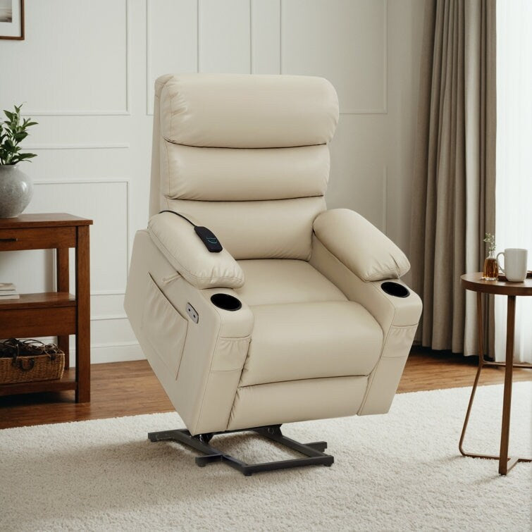 Fauteuil inclinable électrique avec massage par vibration et chaleur, similicuir, 158 kg