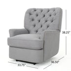 Fauteuil inclinable électrique, tissu gris doux capitonné à boutons, touches cuivrées