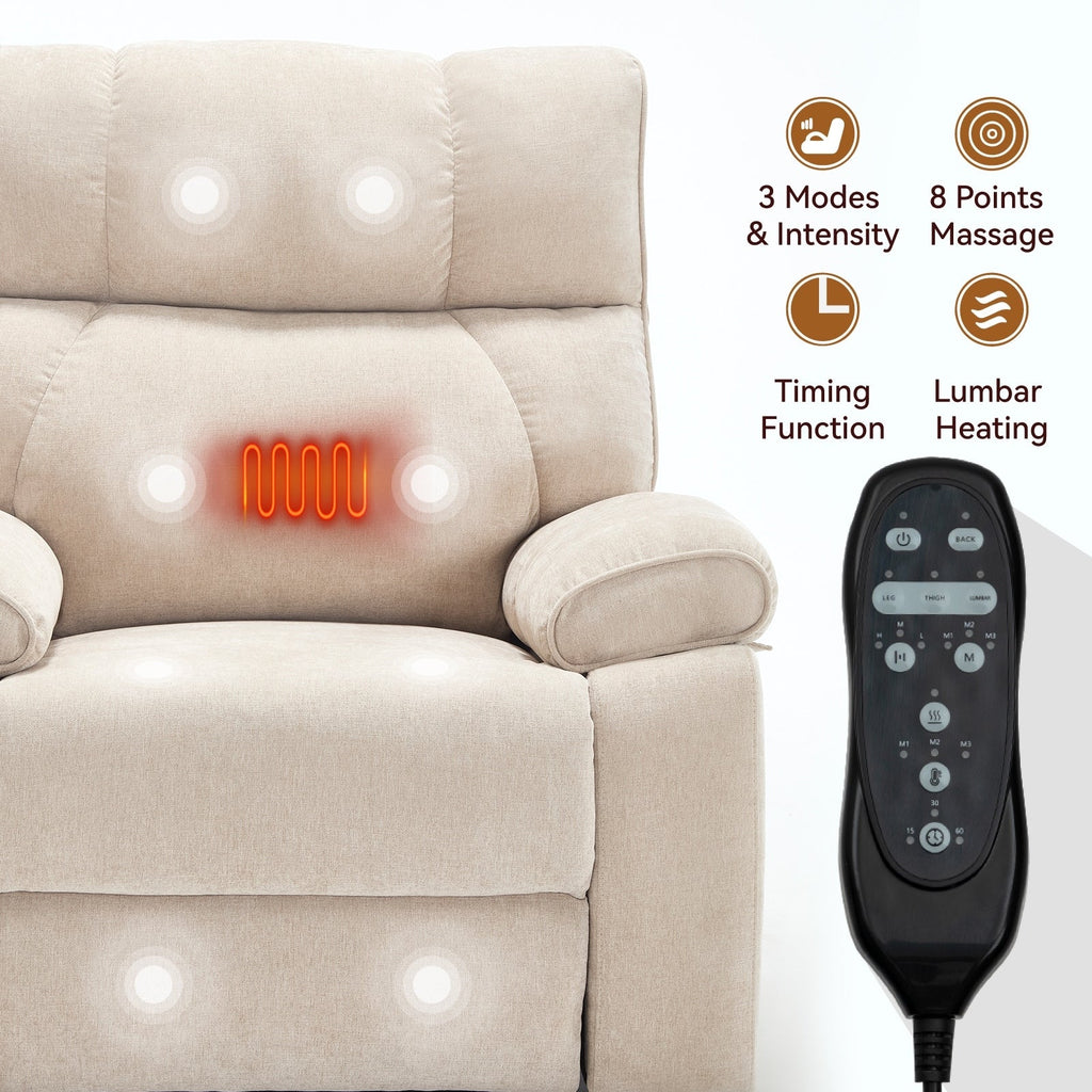 Fauteuils inclinables électriques à télécommande avec porte-gobelets dissimulés et massage par la chaleur