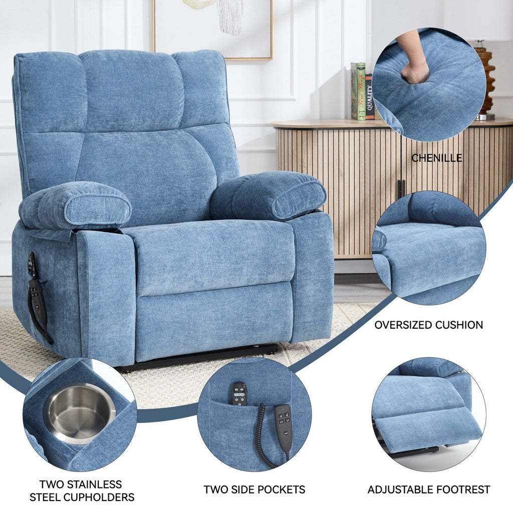 Fauteuils inclinables électriques à télécommande avec porte-gobelets dissimulés et massage par la chaleur