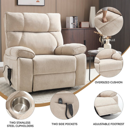 Fauteuils inclinables électriques à télécommande avec porte-gobelets dissimulés et massage par la chaleur
