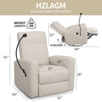 Fauteuil inclinable pivotant et électrique pour chambre d'enfant, fauteuil à bascule pivotant avec ports USB