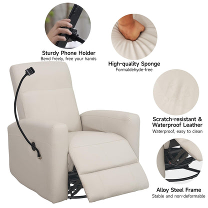 Fauteuil inclinable pivotant et électrique pour chambre d'enfant, fauteuil à bascule pivotant avec ports USB