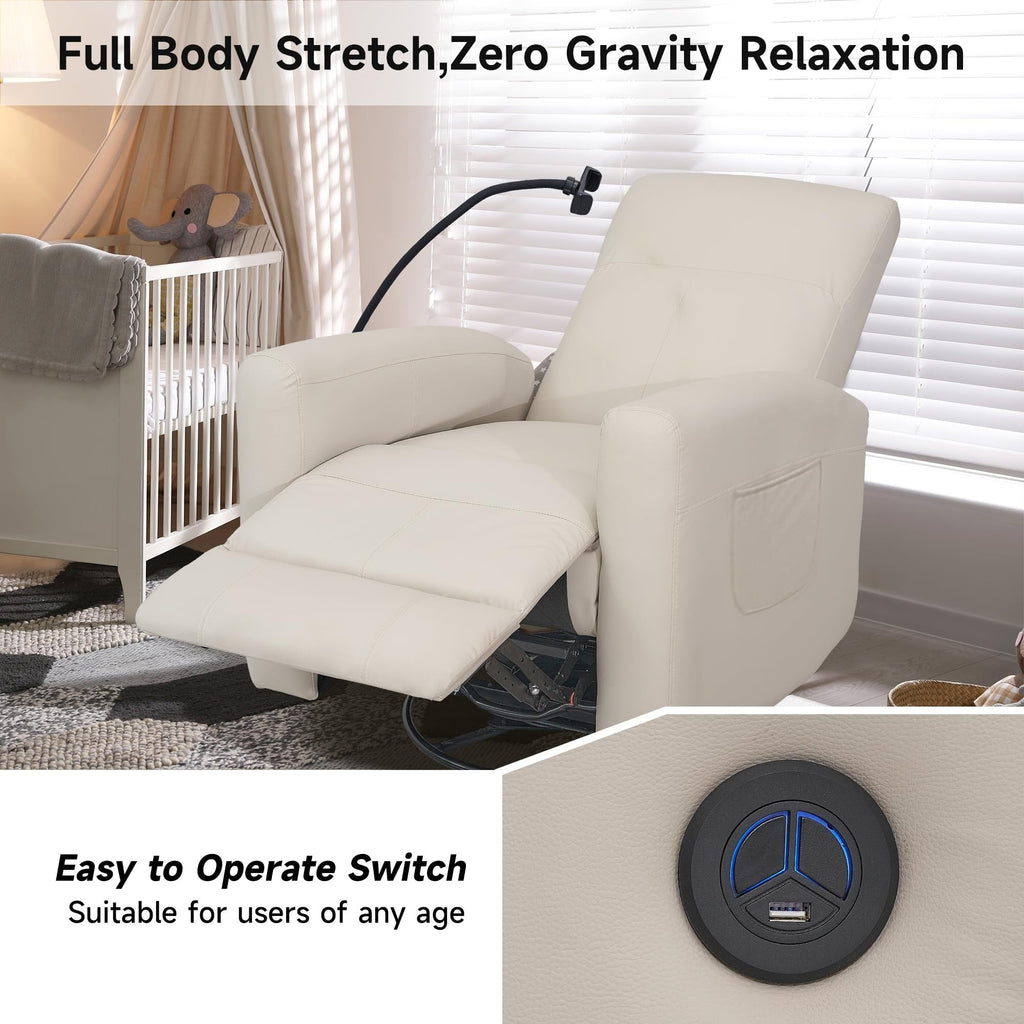 Fauteuil inclinable pivotant et électrique pour chambre d'enfant, fauteuil à bascule pivotant avec ports USB