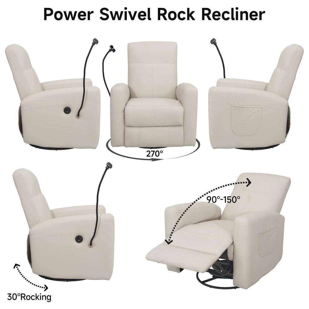 Fauteuil inclinable pivotant et électrique pour chambre d'enfant, fauteuil à bascule pivotant avec ports USB