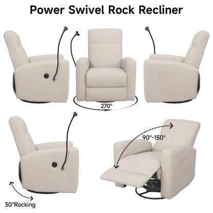 Fauteuil inclinable pivotant et électrique pour chambre d'enfant, fauteuil à bascule pivotant avec ports USB