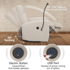 Fauteuil inclinable pivotant et électrique pour chambre d'enfant, fauteuil à bascule pivotant avec ports USB