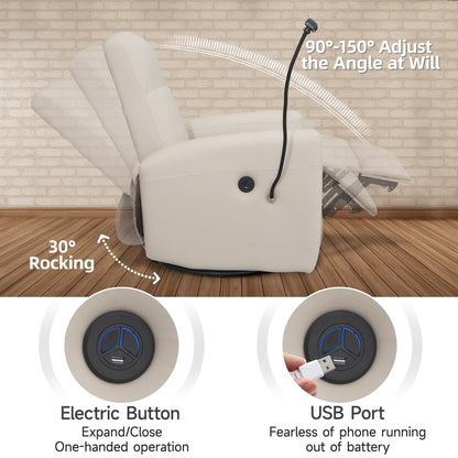 Fauteuil inclinable pivotant et électrique pour chambre d'enfant, fauteuil à bascule pivotant avec ports USB