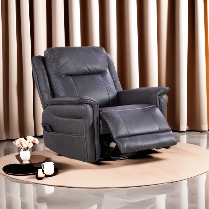 Fauteuil inclinable pivotant électrique avec moteur OKIN, 8 points de vibration, chauffage lombaire, repose-pieds extensible, inclinaison infinie