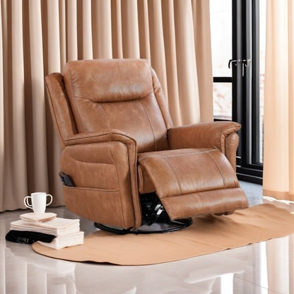 Fauteuil inclinable pivotant électrique avec moteur OKIN, 8 points de vibration, chauffage lombaire, repose-pieds extensible, inclinaison infinie