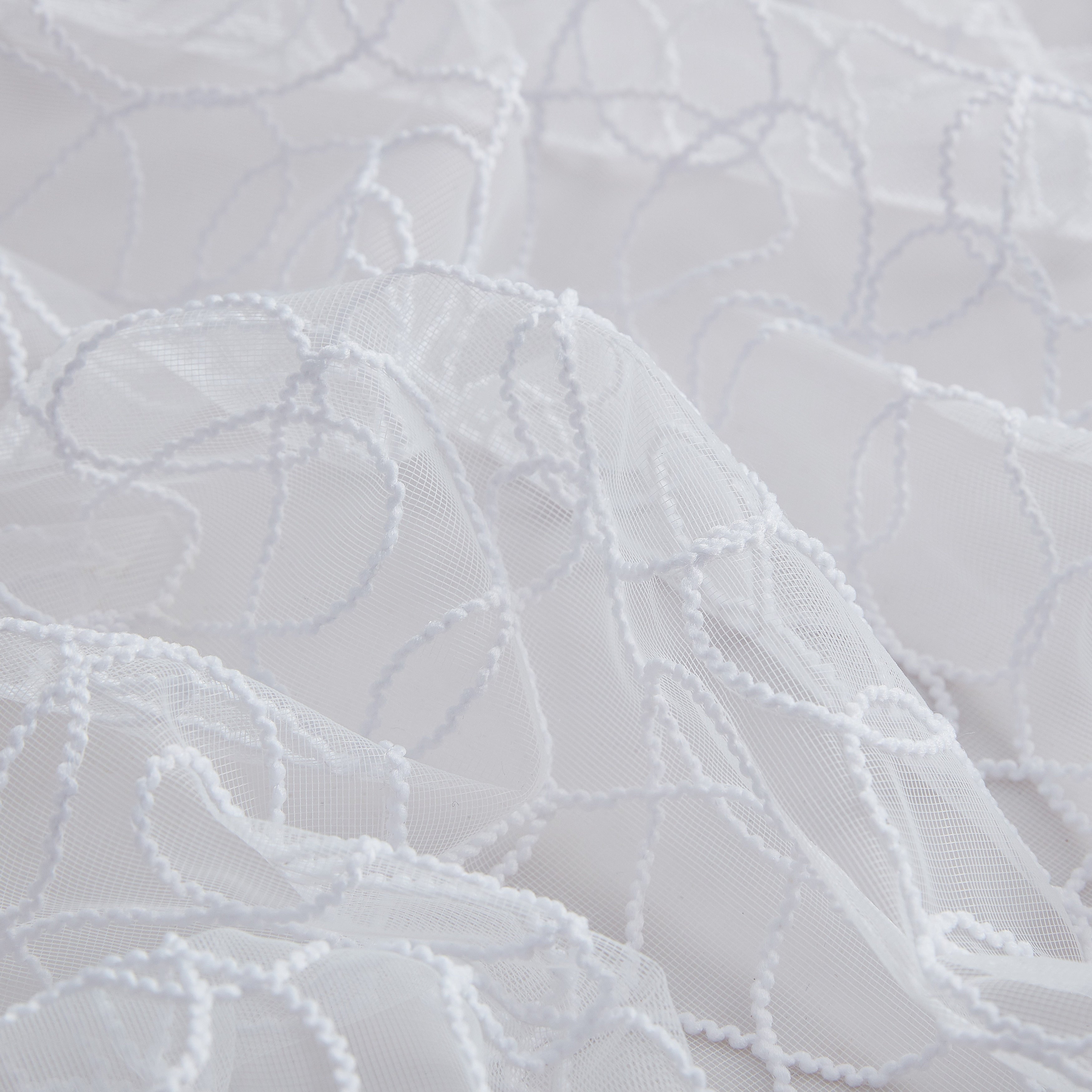 HLC.me Audrey Rideaux décoratifs en voile transparent doux brodé de qualité supérieure, filtrant la lumière, à œillets - Lot de 2