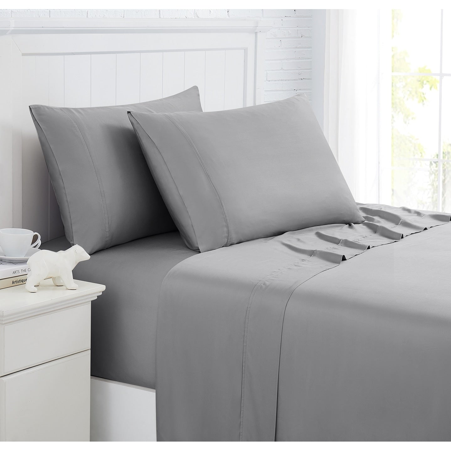 Ensemble de draps de lit 4 pièces de luxe haut de gamme 100 % viscose de bambou, 21 pouces, avec poche extra profonde