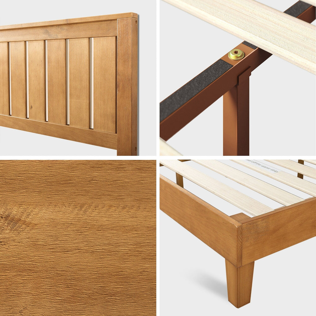 Priage by ZINUS Cadre de lit plateforme en bois de pin rustique de luxe