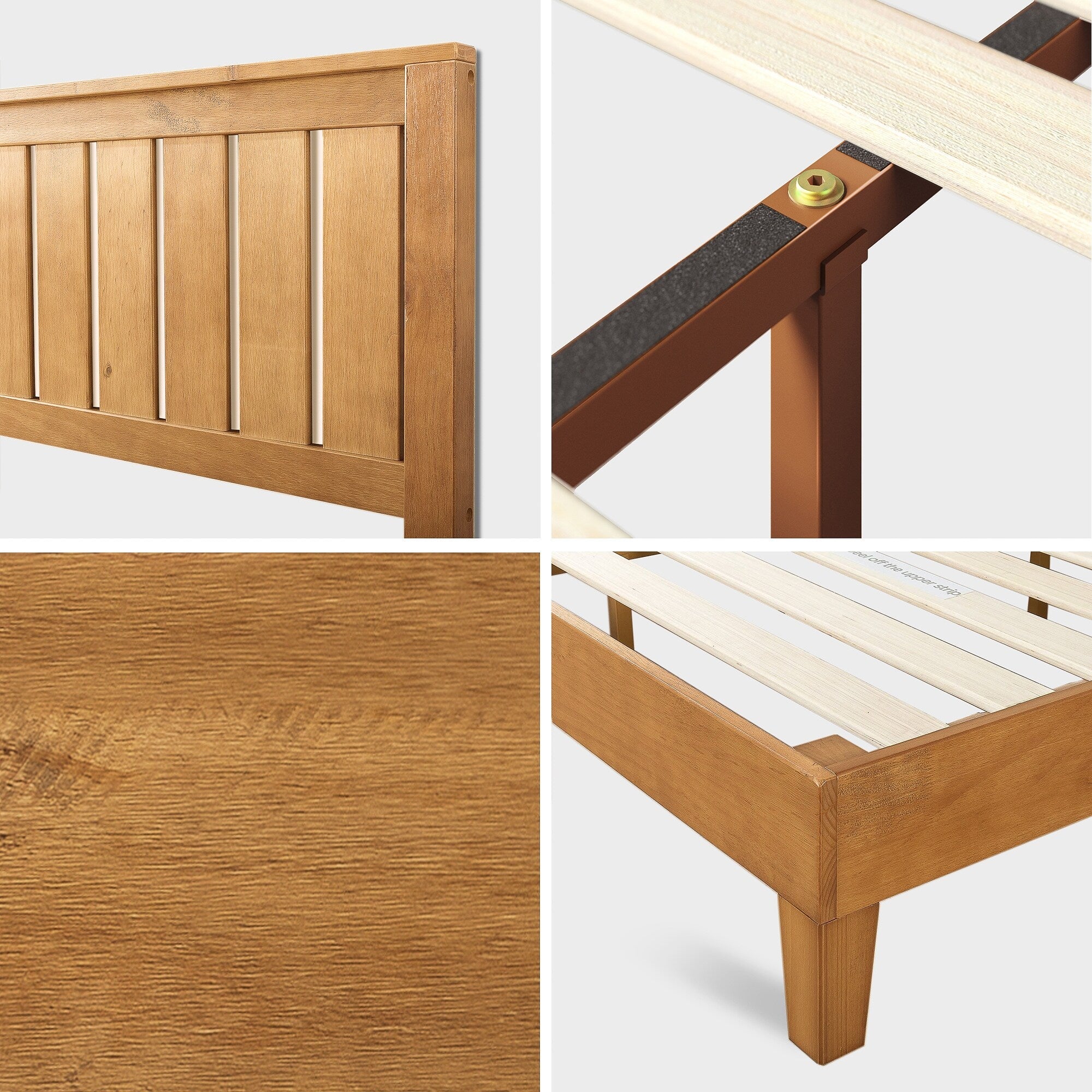 Priage by ZINUS Cadre de lit plateforme en bois de pin rustique de luxe