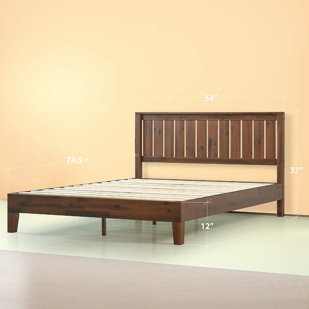 Lit plateforme en bois massif expresso antique Priage par Zinus