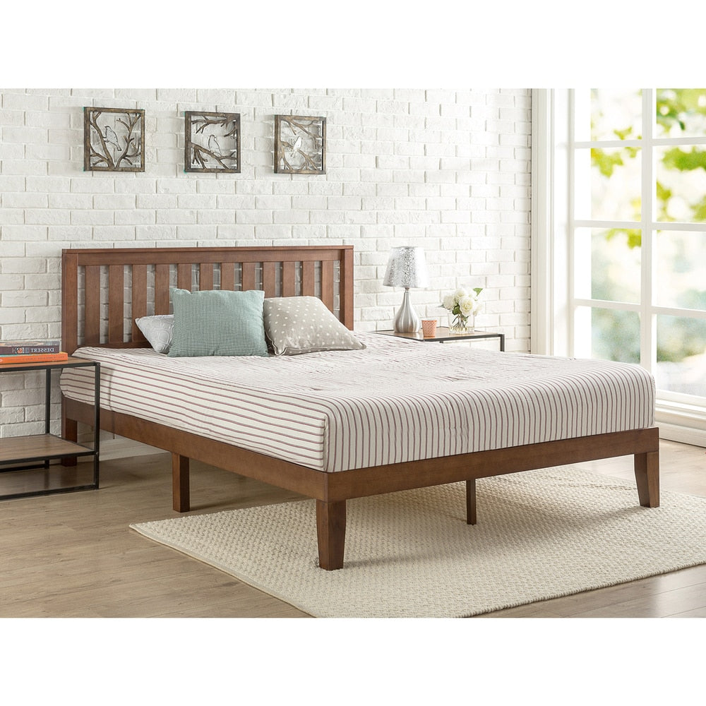 Lit plateforme en bois massif expresso antique Priage par Zinus