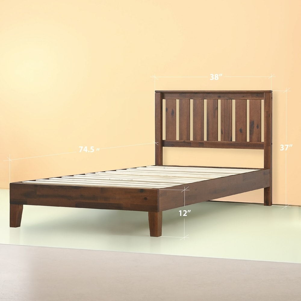 Lit plateforme en bois massif expresso antique Priage par Zinus