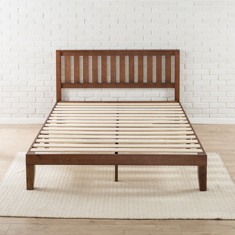 Lit plateforme en bois massif expresso antique Priage par Zinus