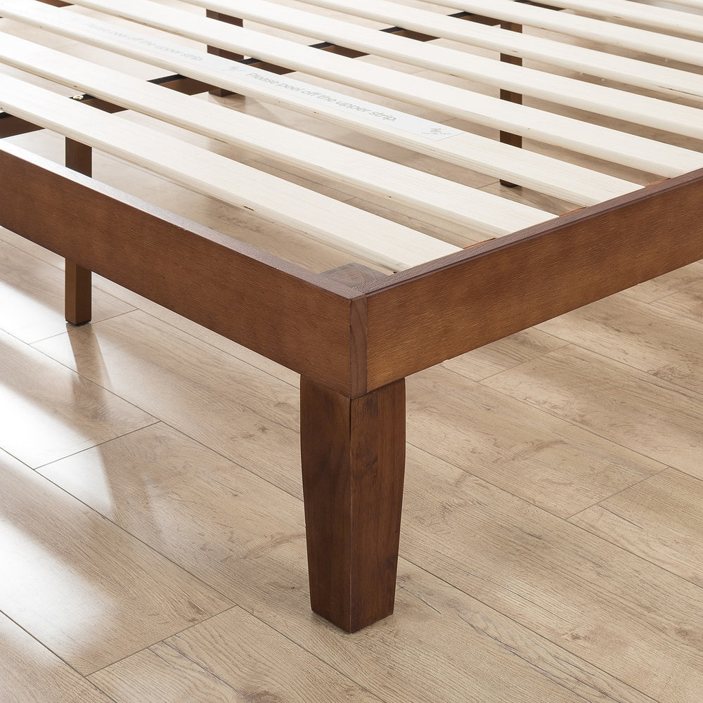 Lit plateforme en bois massif expresso antique Priage par Zinus