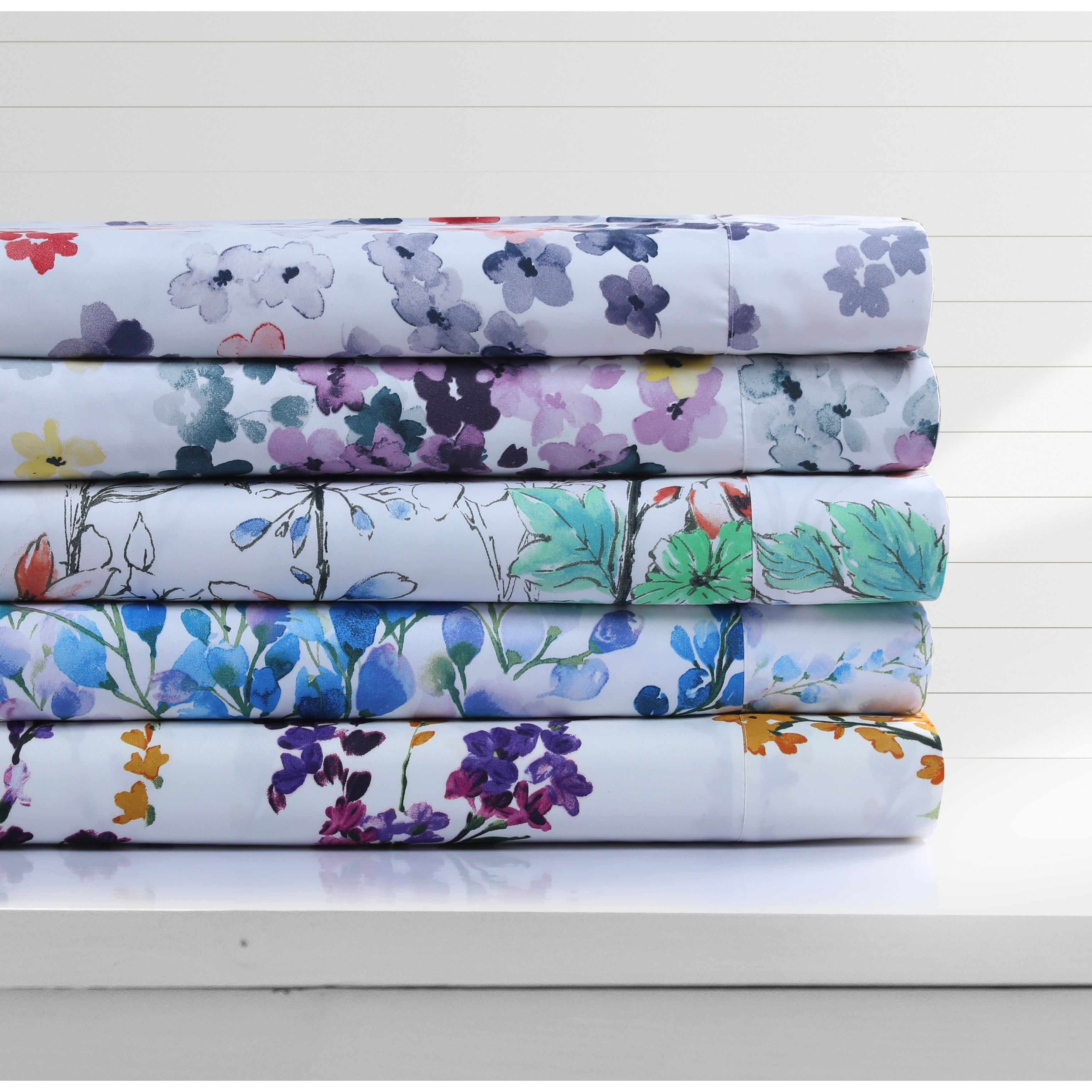 Parure de draps à poches profondes et imprimé floral Azores Home avec drap plat surdimensionné