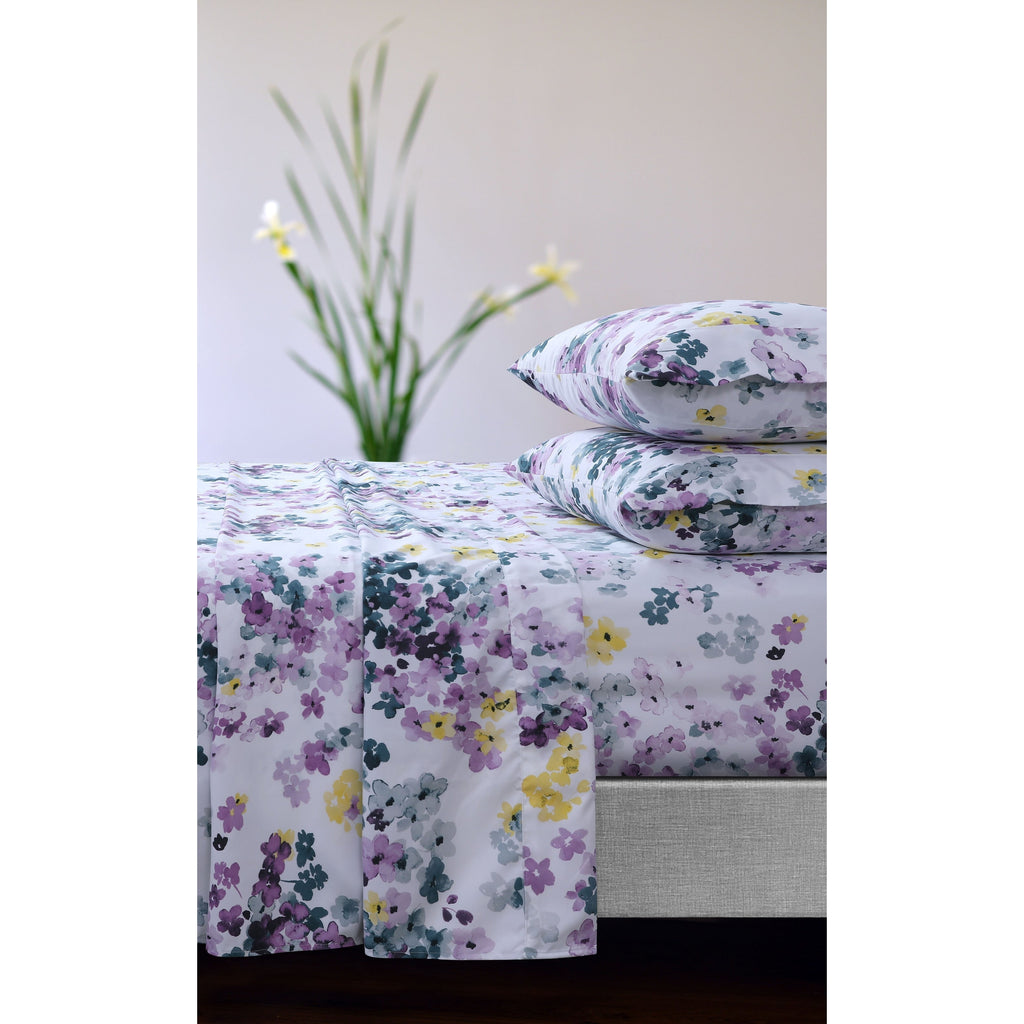 Parure de draps à poches profondes et imprimé floral Azores Home avec drap plat surdimensionné
