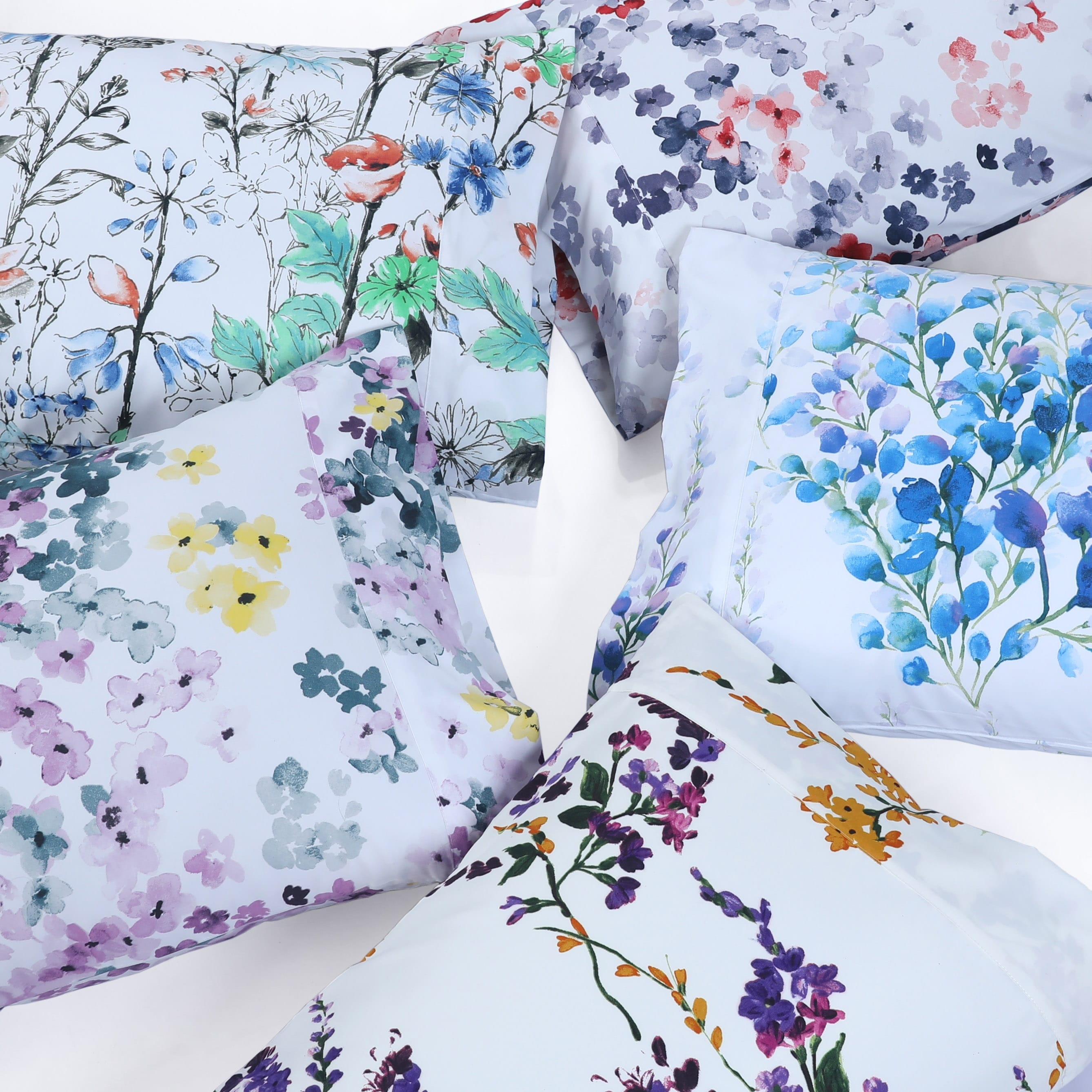 Parure de draps à poches profondes et imprimé floral Azores Home avec drap plat surdimensionné