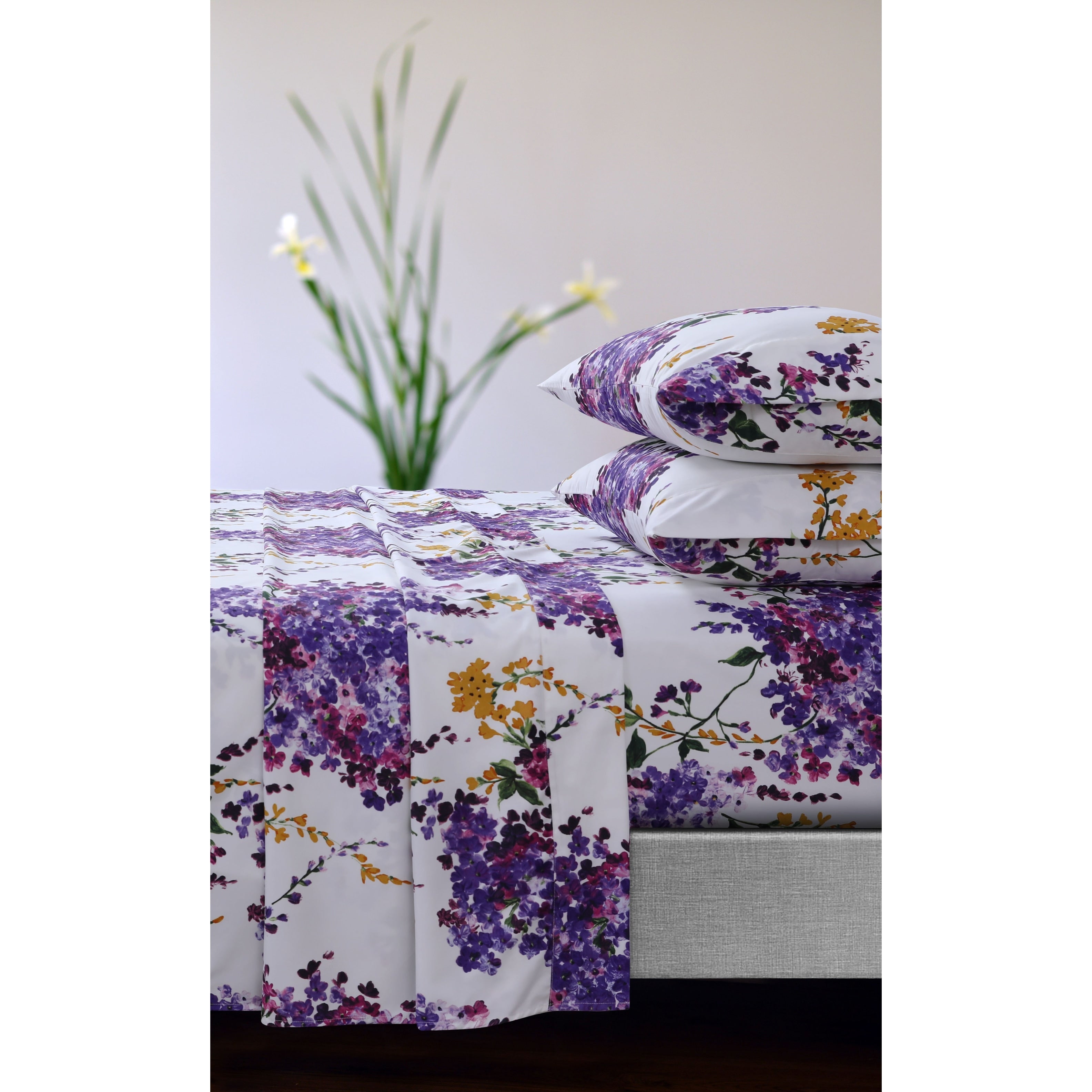 Parure de draps à poches profondes et imprimé floral Azores Home avec drap plat surdimensionné