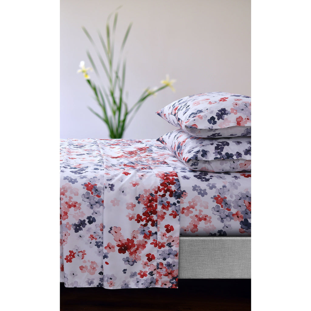 Parure de draps à poches profondes et imprimé floral Azores Home avec drap plat surdimensionné