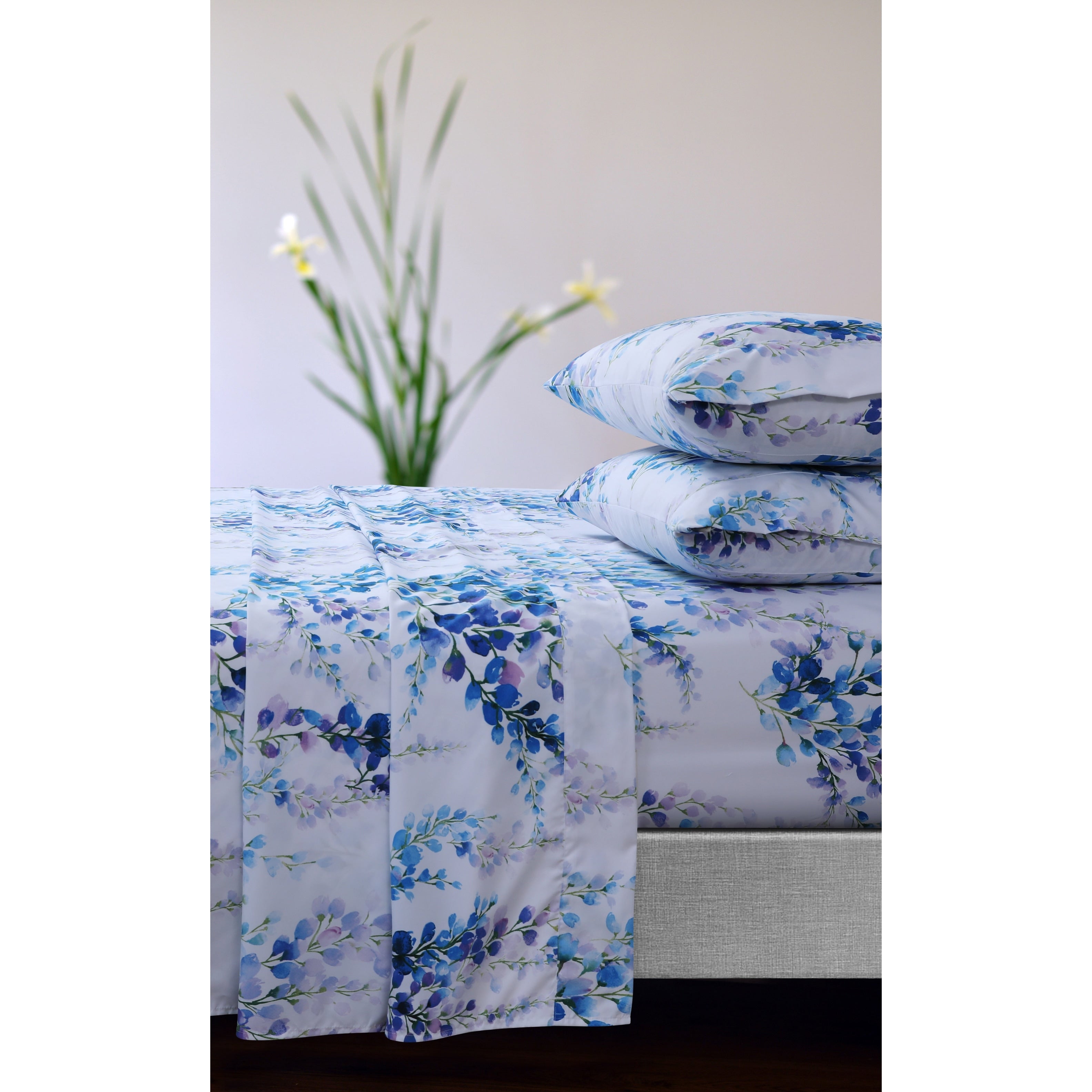 Parure de draps à poches profondes et imprimé floral Azores Home avec drap plat surdimensionné