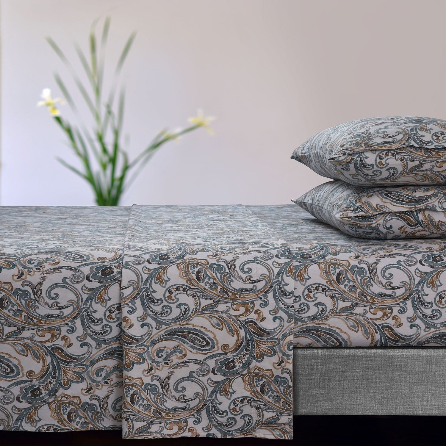 Parure de draps à poches extra profondes en flanelle de coton douce 170 g/m² imprimée