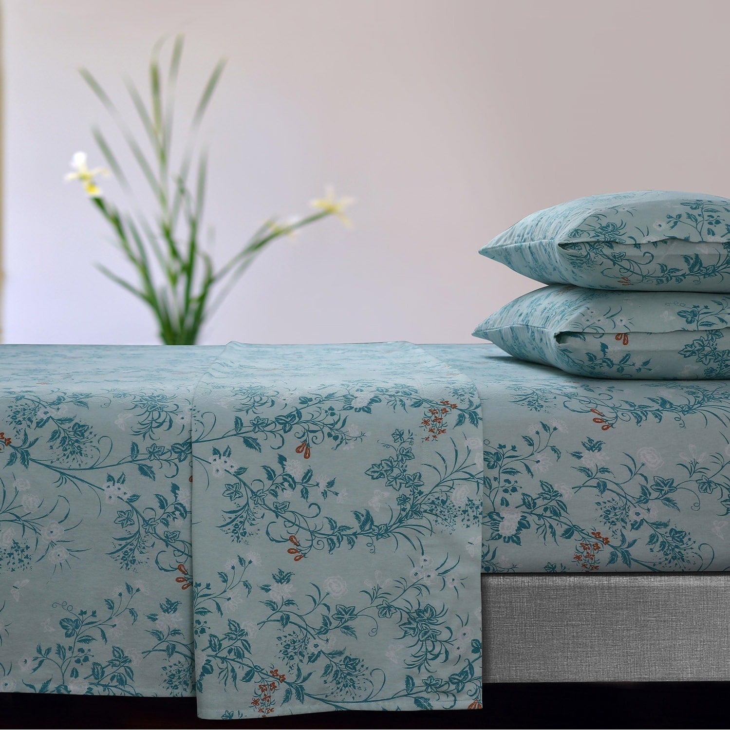 Parure de draps à poches extra profondes en flanelle de coton douce 170 g/m² imprimée