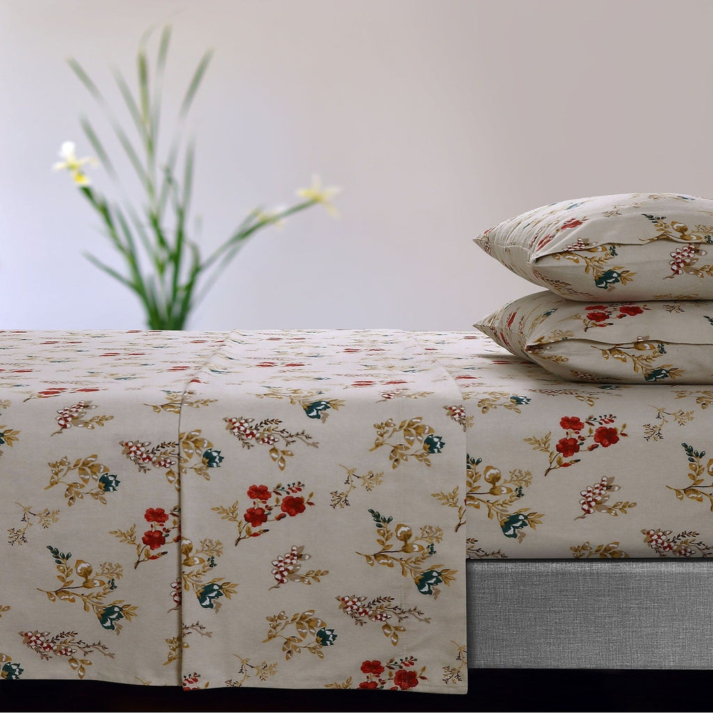 Parure de draps à poches extra profondes en flanelle de coton douce 170 g/m² imprimée