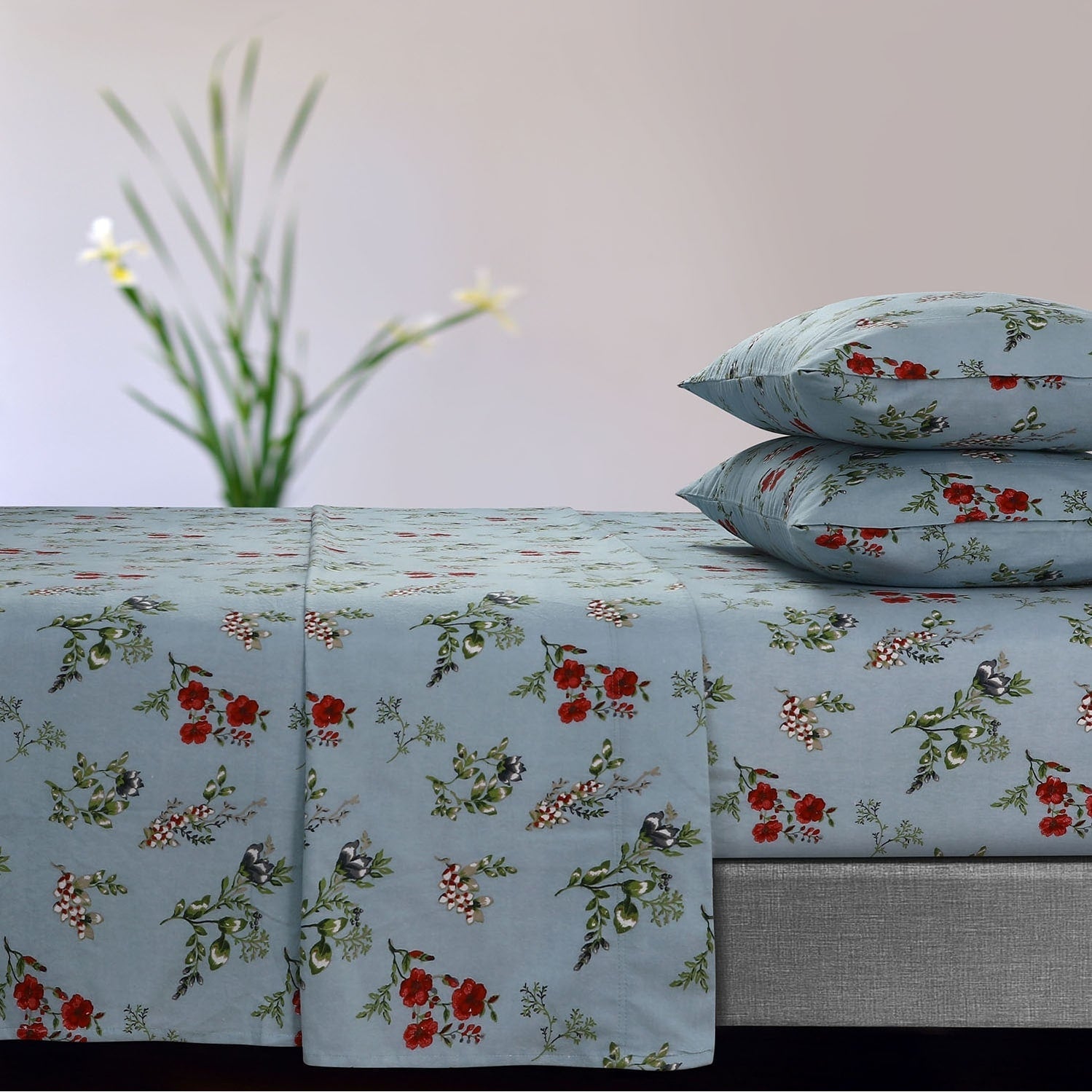 Parure de draps à poches extra profondes en flanelle de coton douce 170 g/m² imprimée