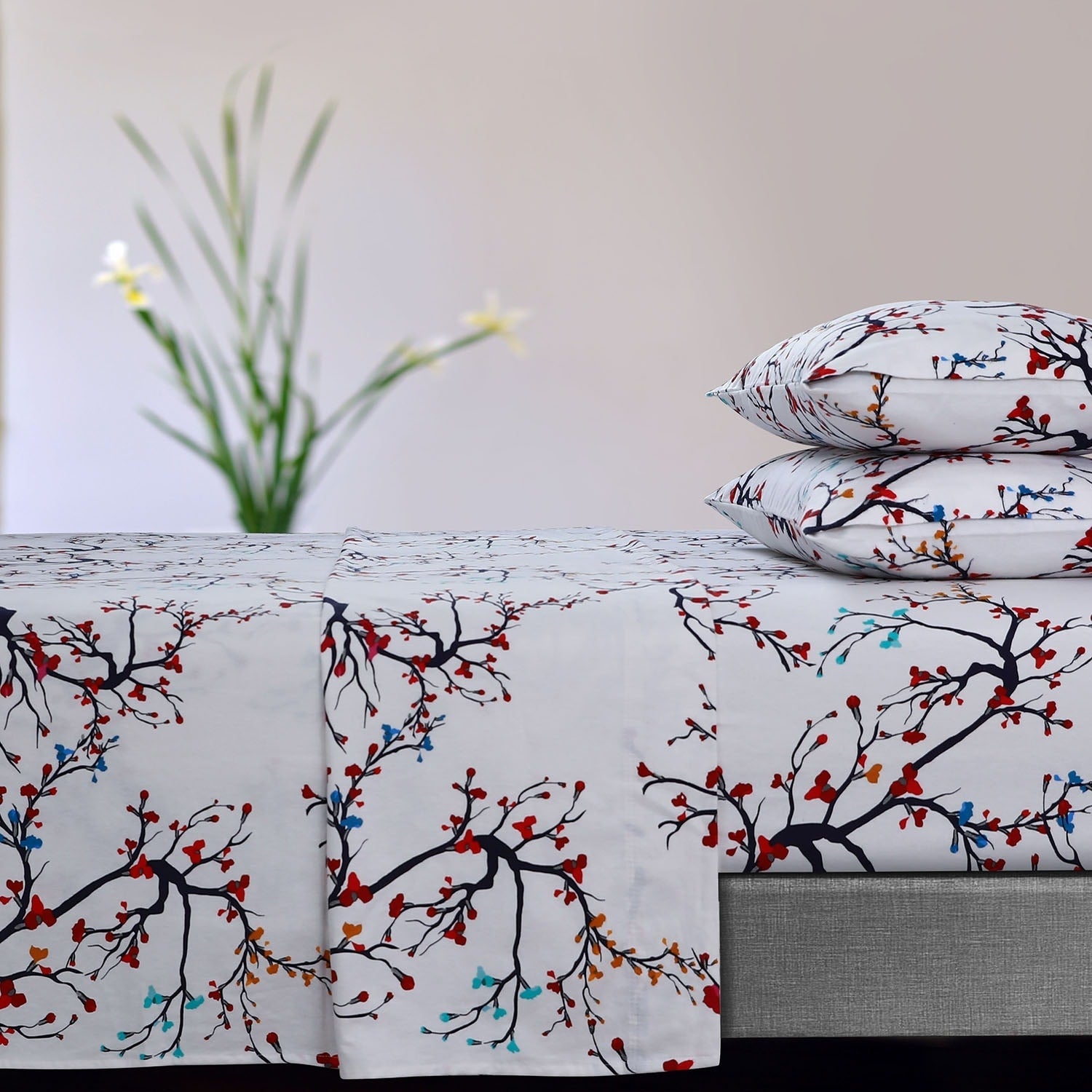 Parure de draps à poches extra profondes en flanelle de coton douce 170 g/m² imprimée