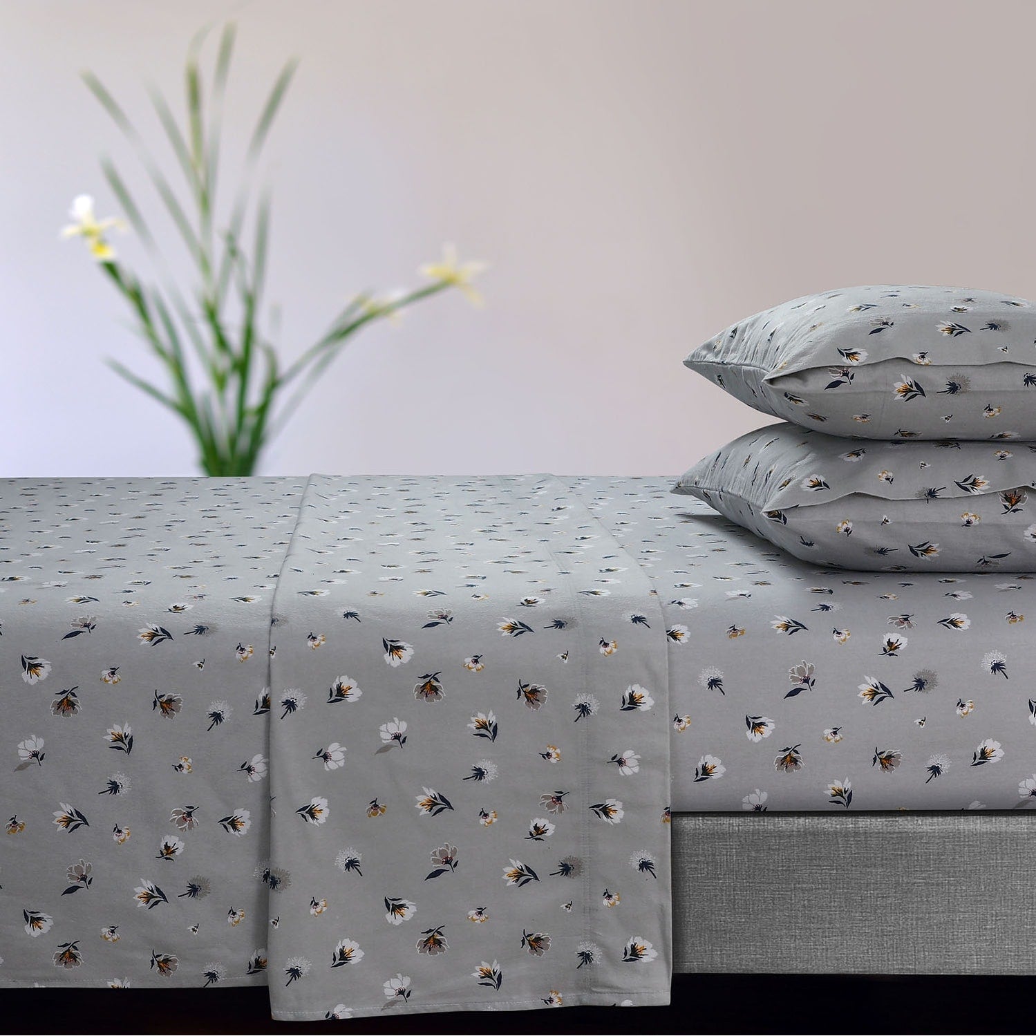 Parure de draps à poches extra profondes en flanelle de coton douce 170 g/m² imprimée