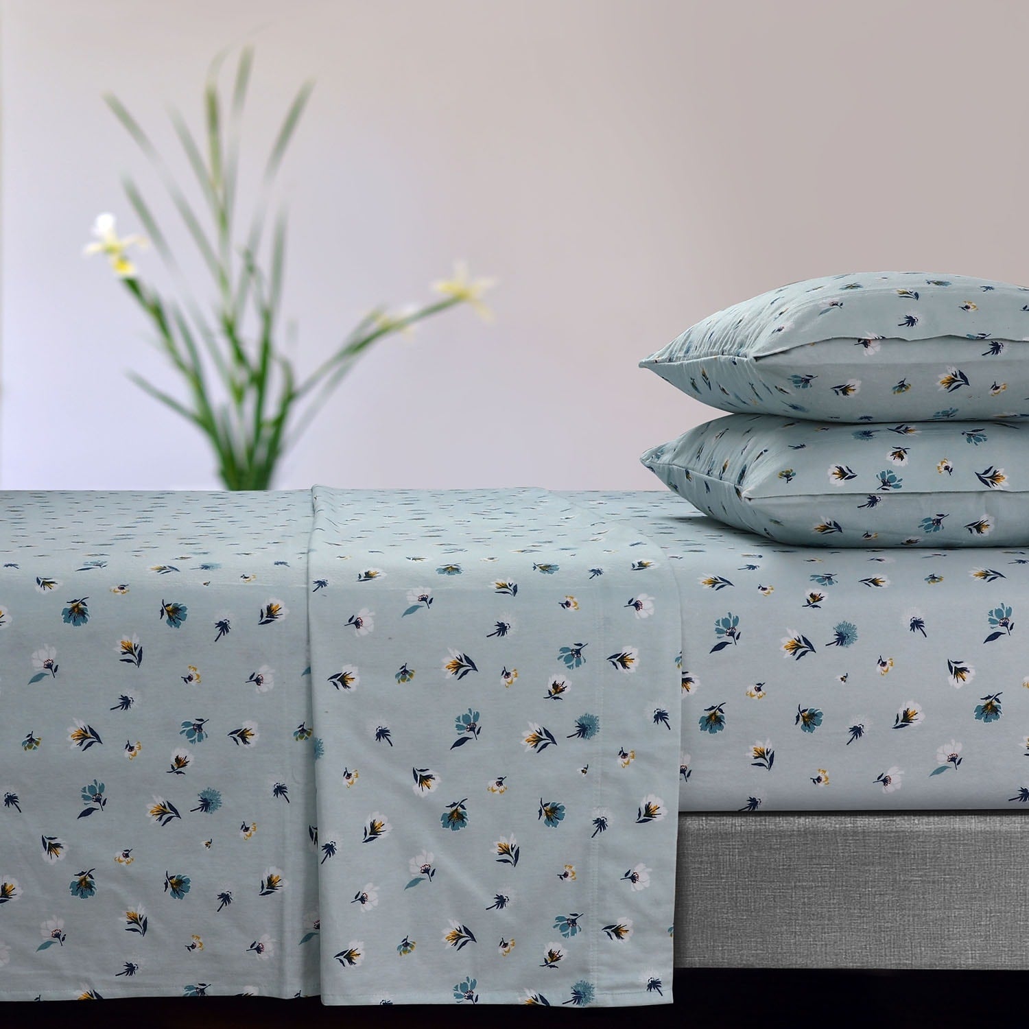Parure de draps à poches extra profondes en flanelle de coton douce 170 g/m² imprimée
