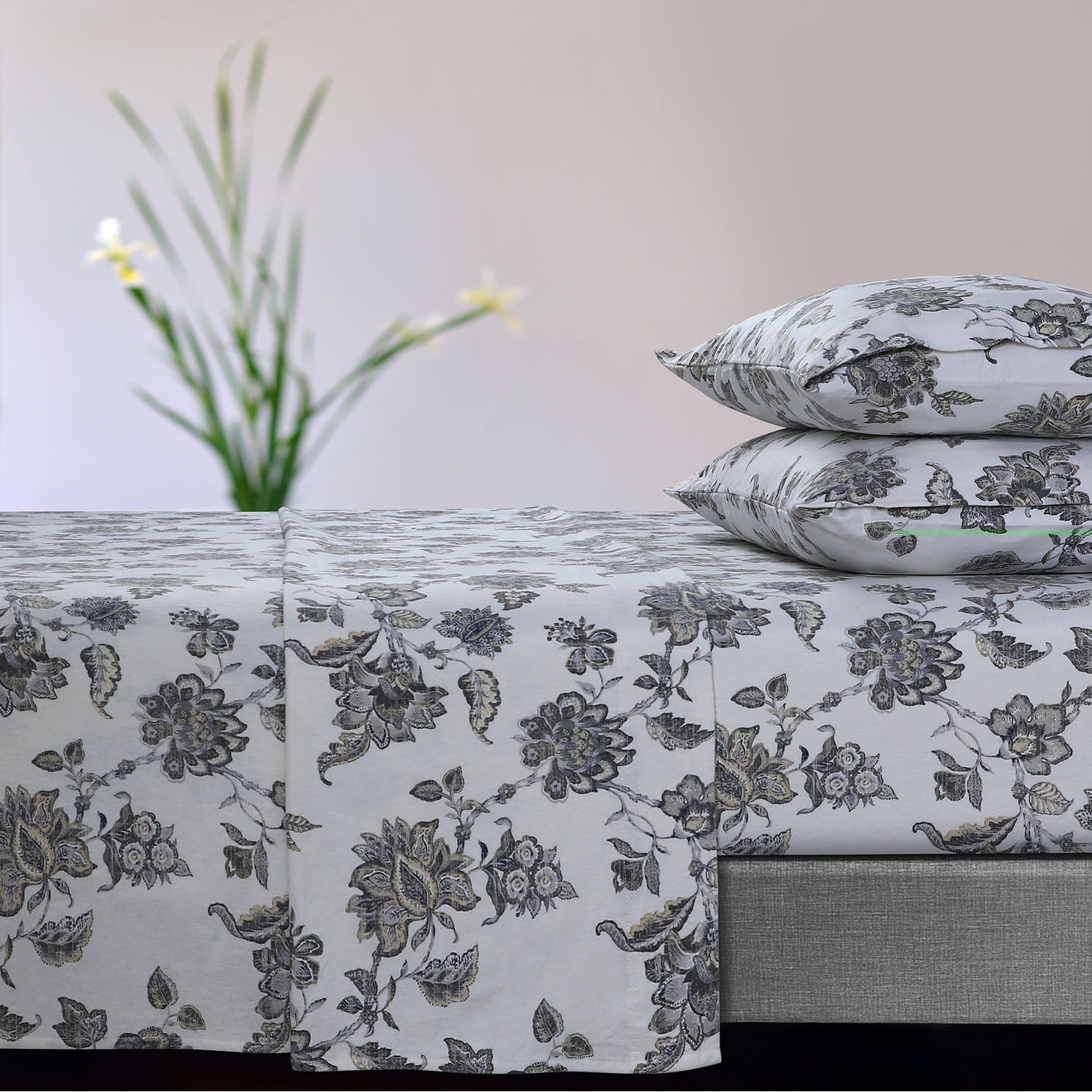 Parure de draps à poches extra profondes en flanelle de coton douce 170 g/m² imprimée