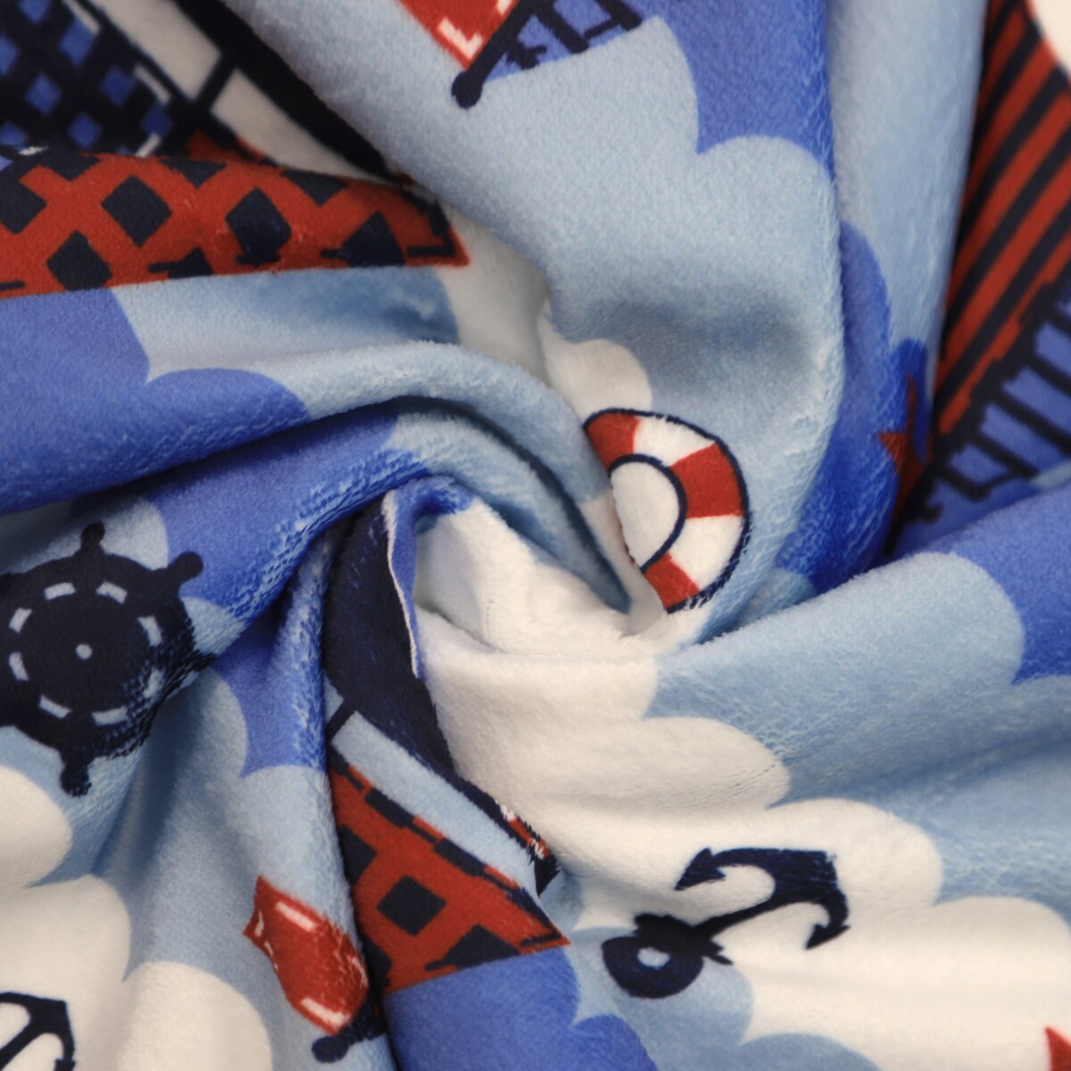 Couverture en flanelle polaire imprimée Sherpa pour enfants, 40 x 50 pouces, motif bateau à voile nautique, base blanche