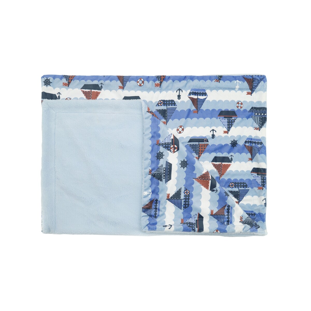 Couverture en flanelle polaire imprimée Sherpa pour enfants, 40 x 50 pouces, motif bateau à voile nautique, base blanche