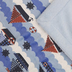Couverture en flanelle polaire imprimée Sherpa pour enfants, 40 x 50 pouces, motif bateau à voile nautique, base blanche